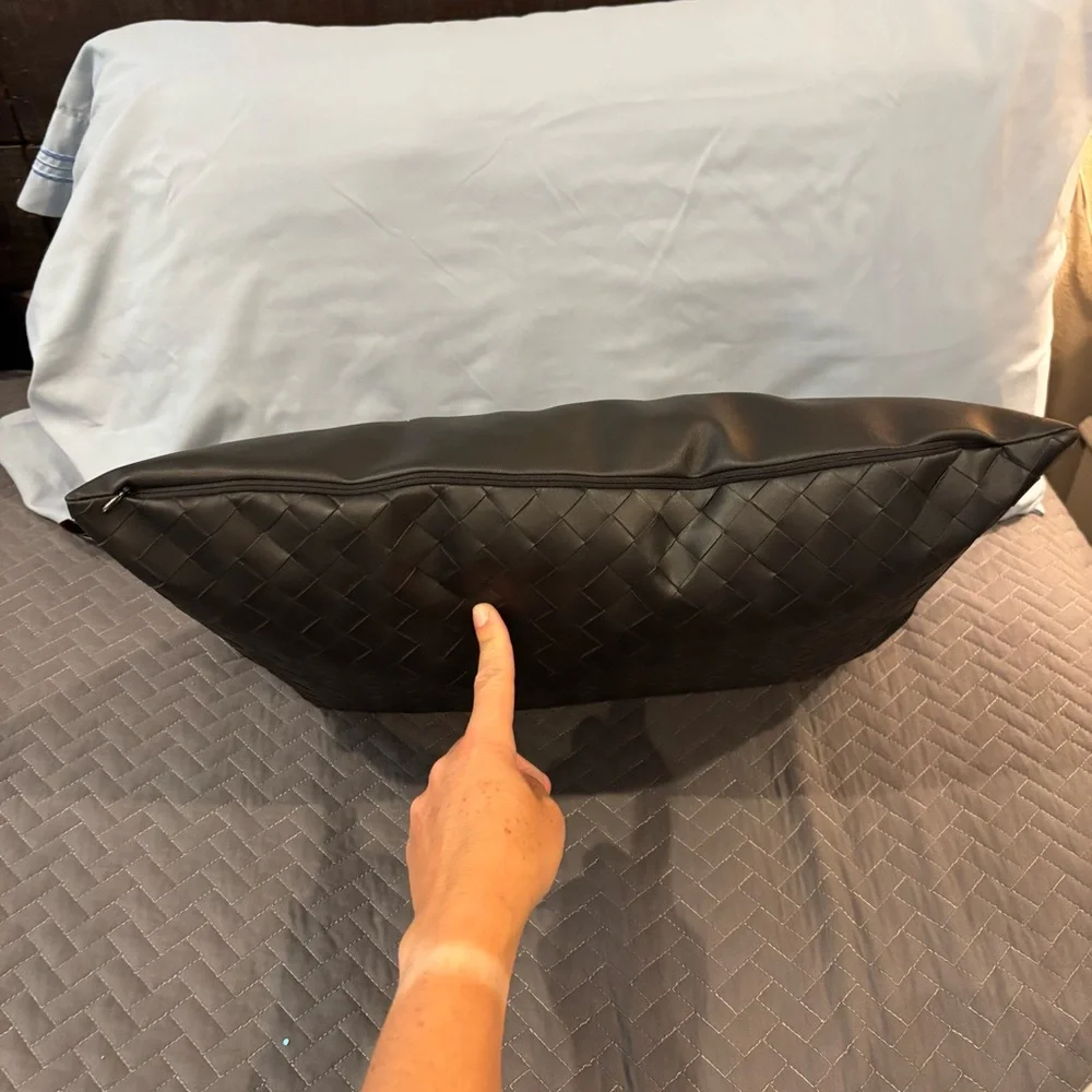 Frye Throw Pillow Black Faux Woven 19